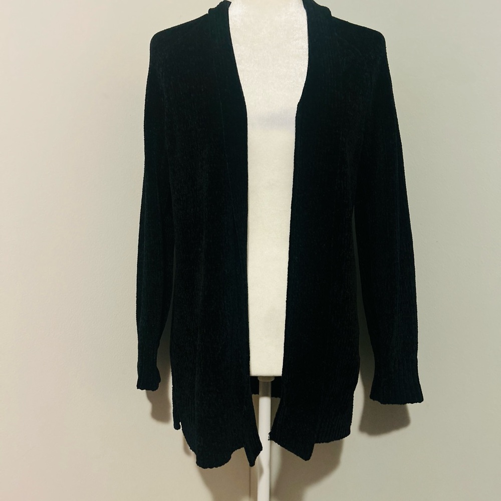 Loft Women's Black Chenille Open Cardigan Sweater, Size Small. - Picture 5 of 12